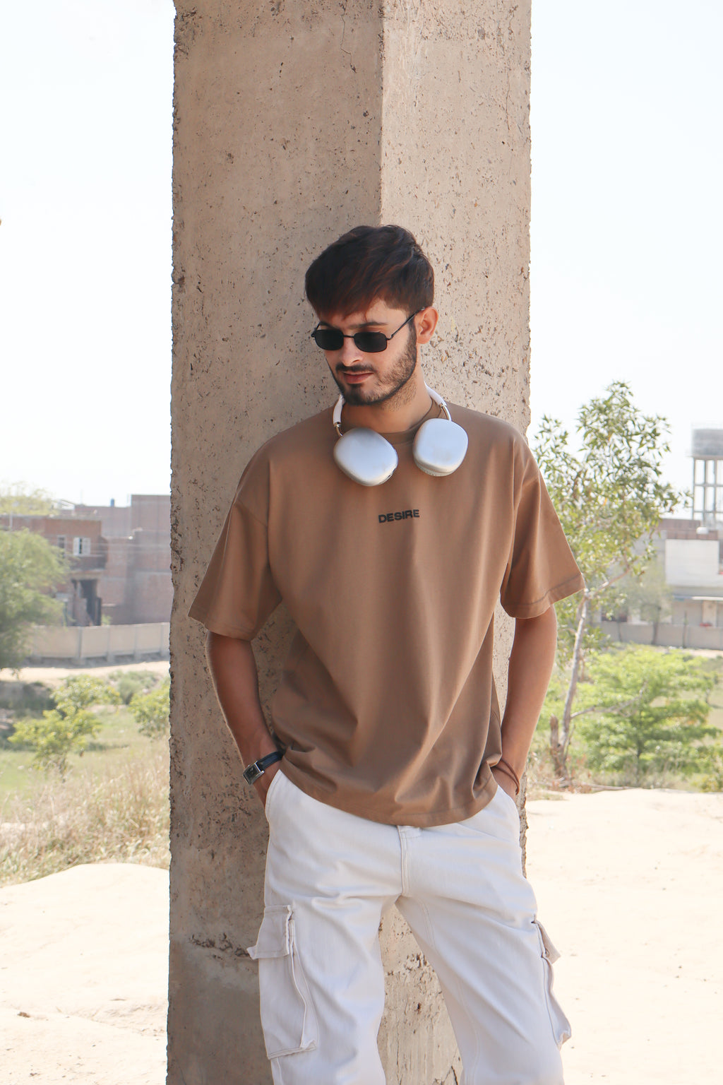 Sand Brown Oversize Tee