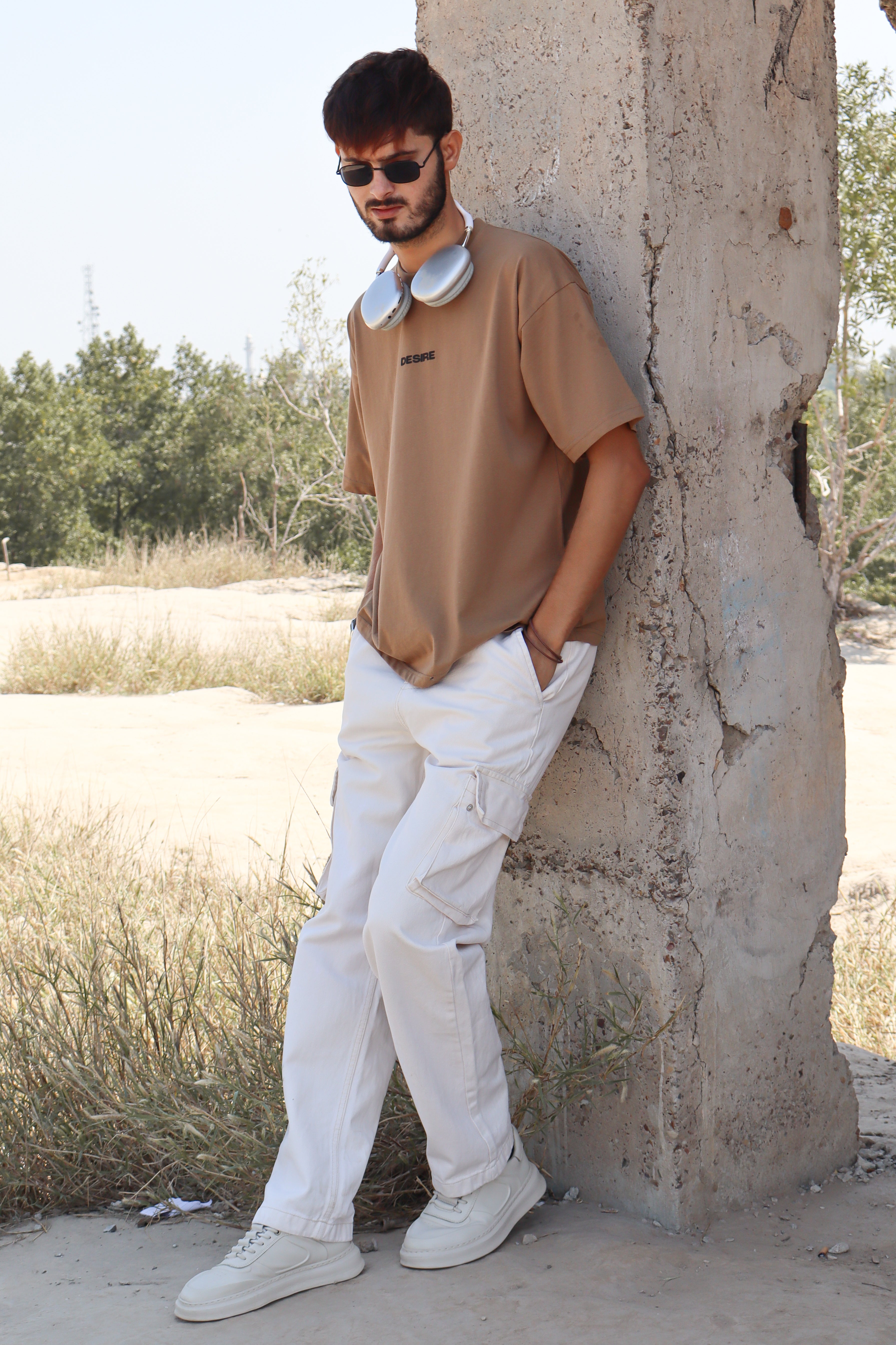 Sand Brown Oversize Tee