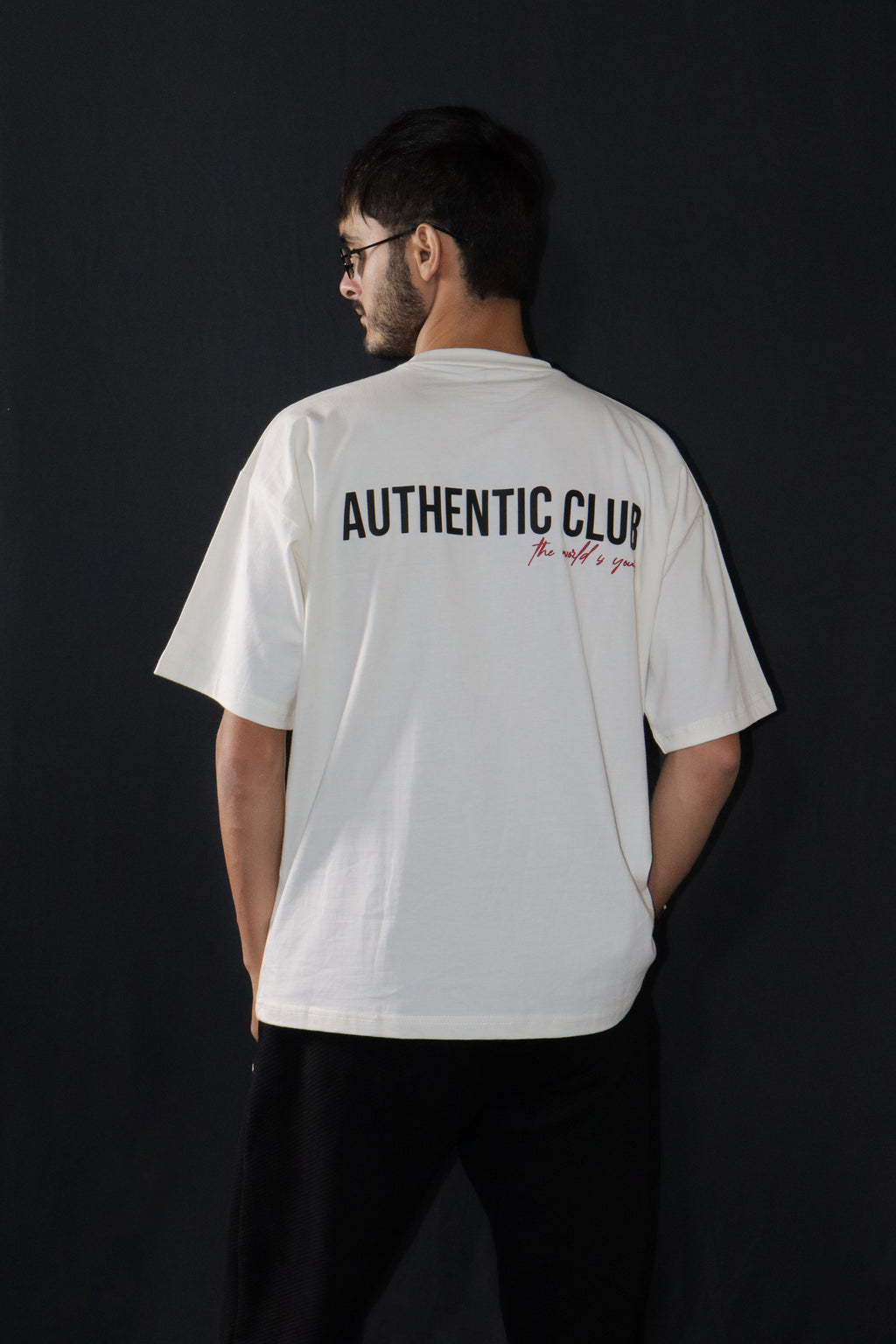 White Authentic Tee (drop sholder fit)