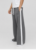 Grey Side Stripe Wide Leg Trouser