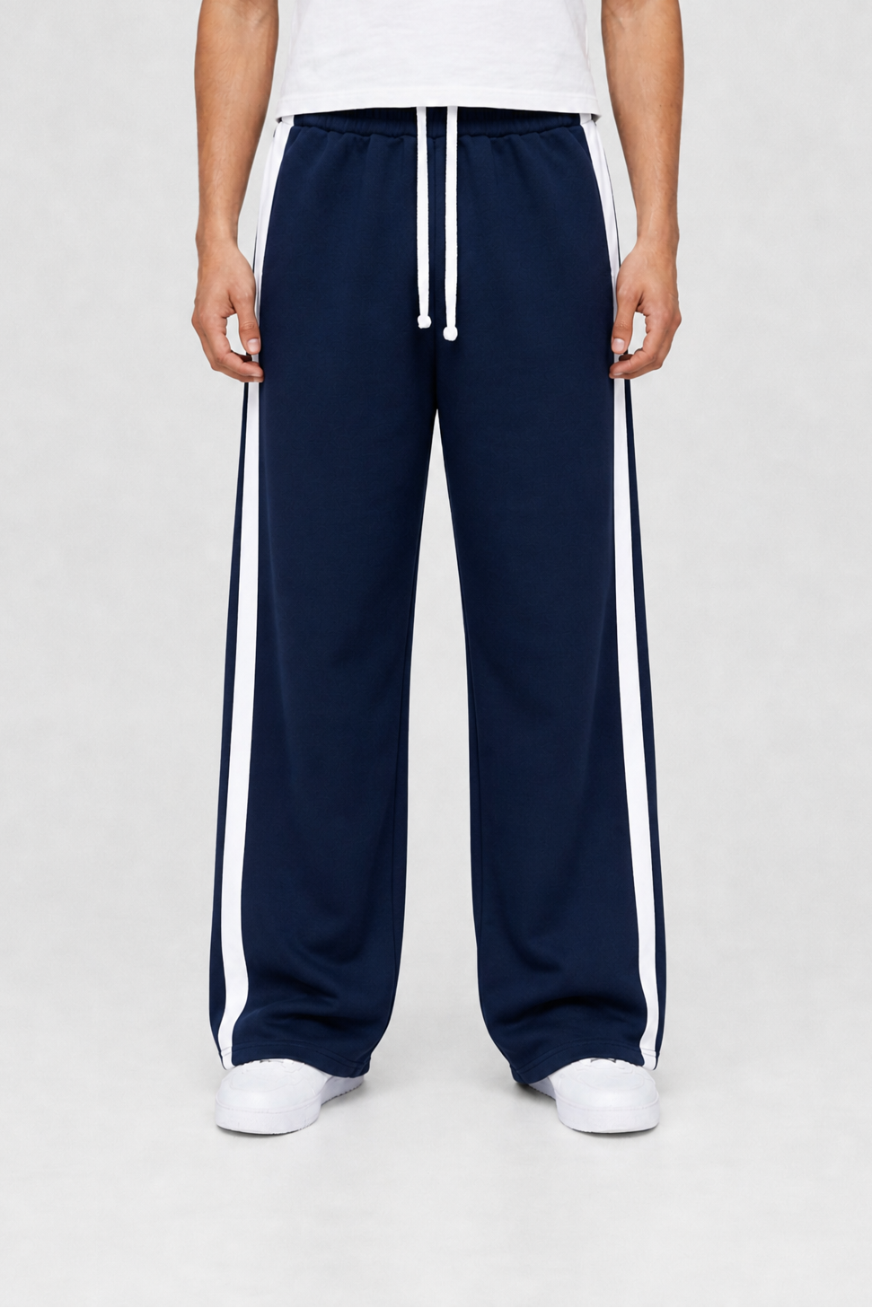 Blue Side Stripe Wide Leg Trouser