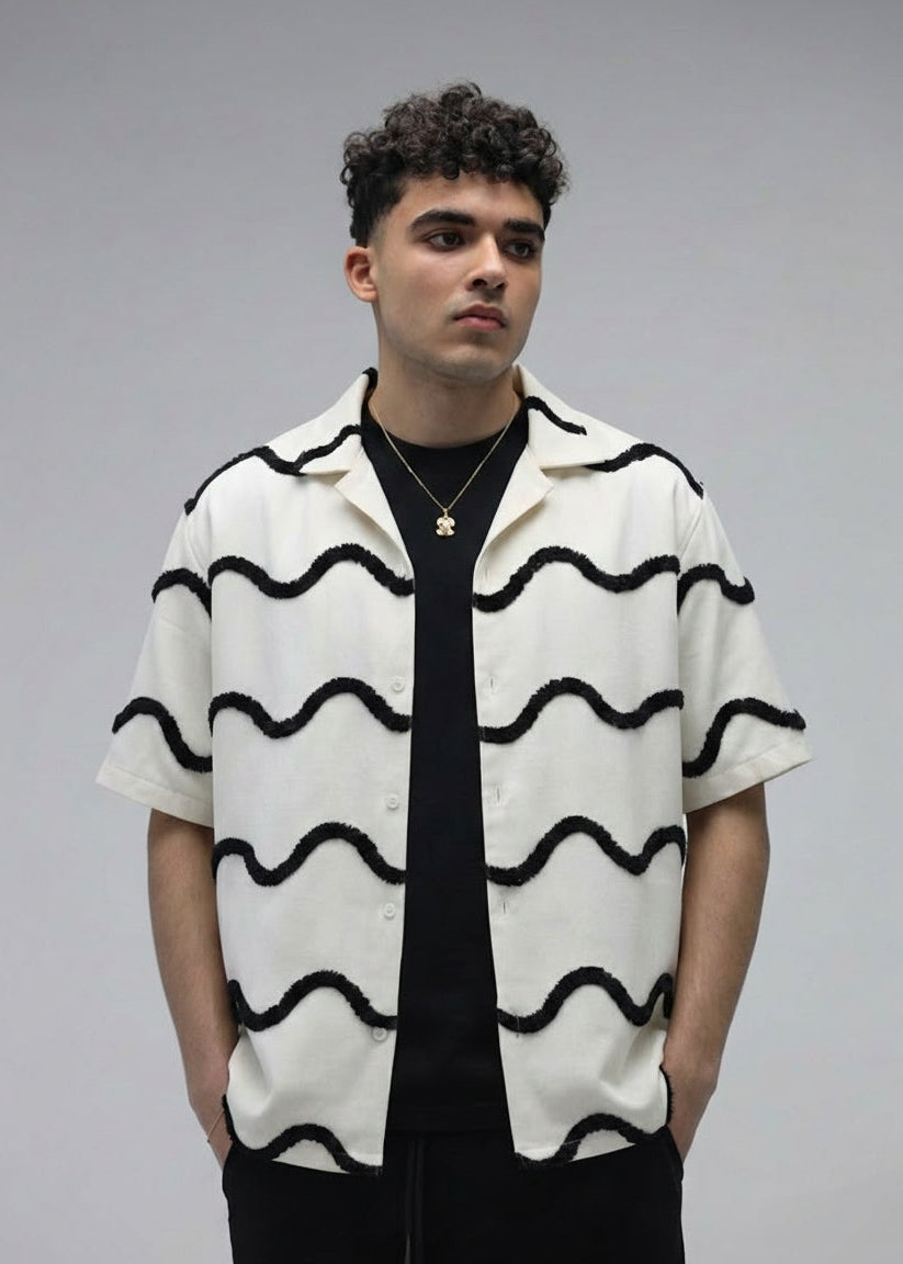 Urban Wave Embroidery Shirt