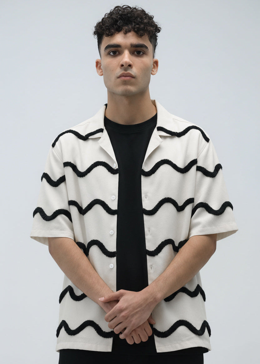 Urban Wave Embroidery Shirt