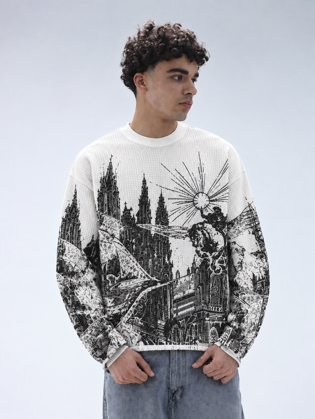 White Dark Kingdom Waffle Shirt