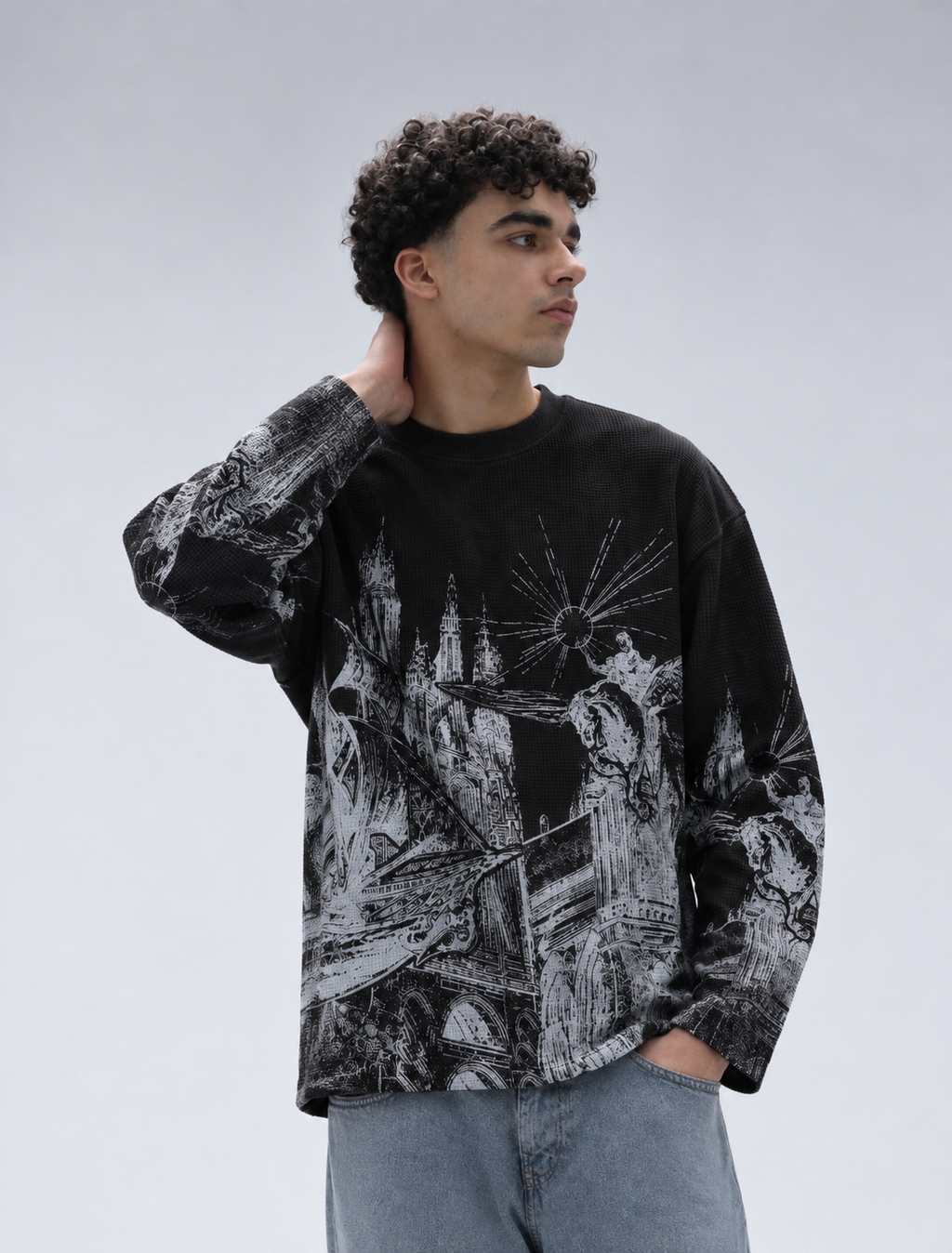 Black Dark Kingdom Waffle Shirt