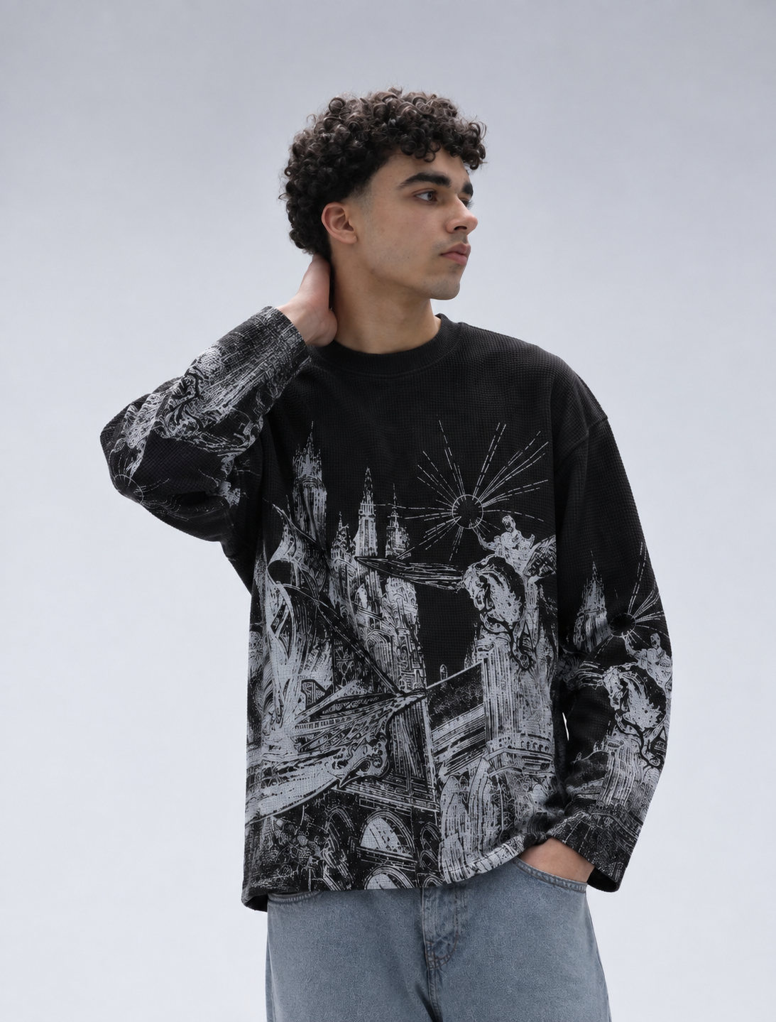 Black Dark Kingdom Waffle Shirt