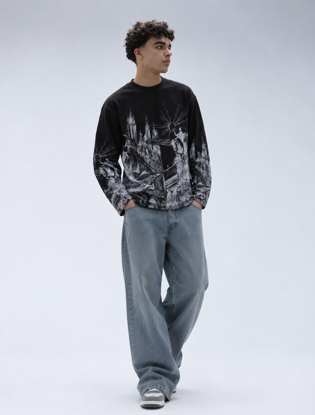 Black Dark Kingdom Waffle Shirt