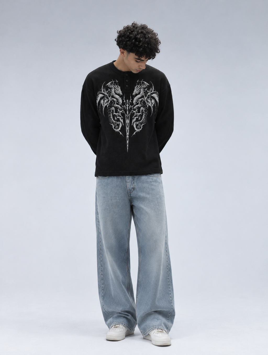 Black Dark Myth Henley