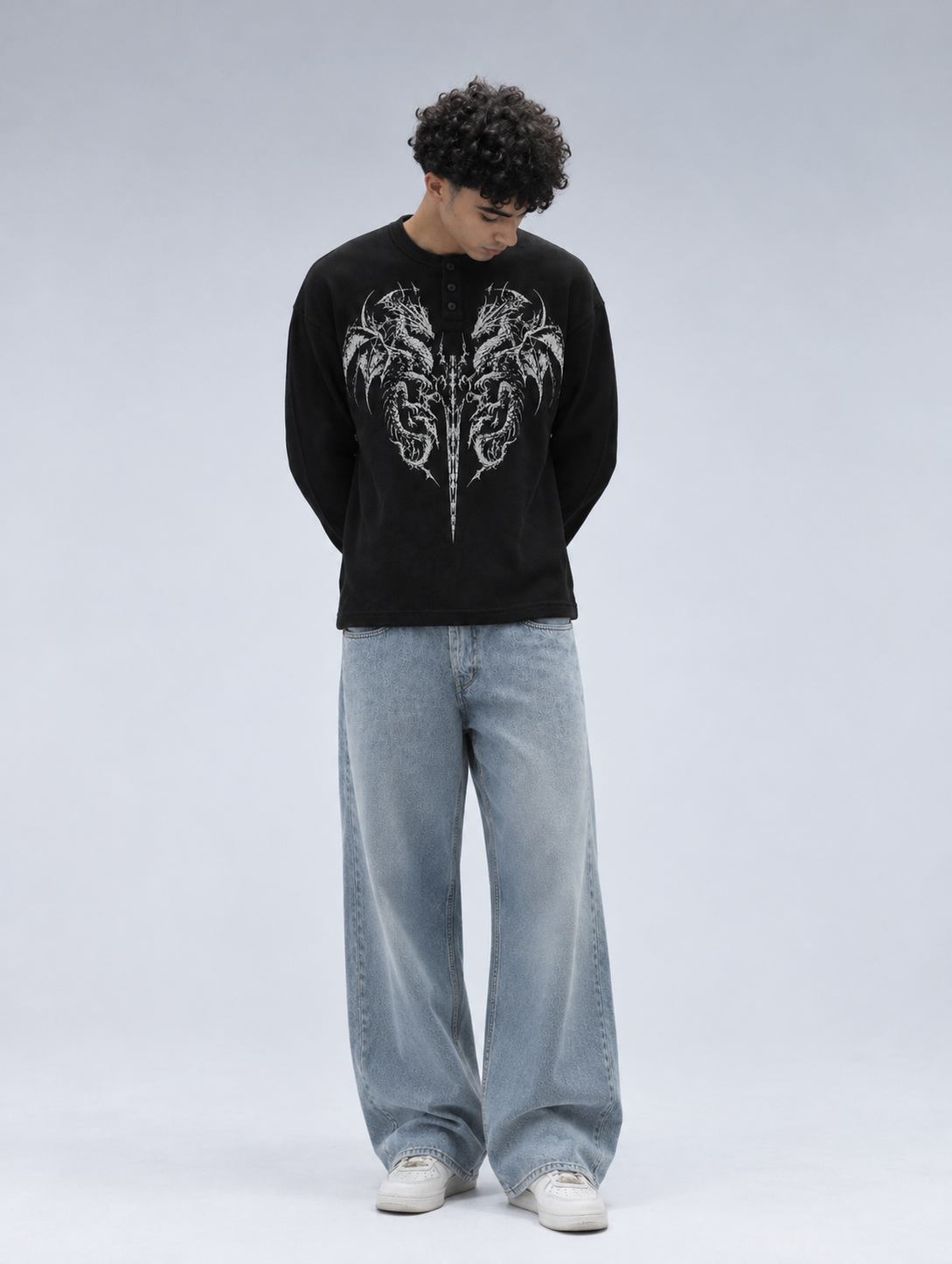 Black Dark Myth Henley