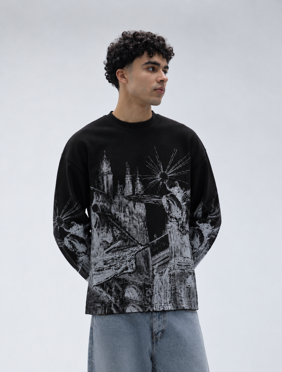 Black Dark Kingdom Waffle Shirt
