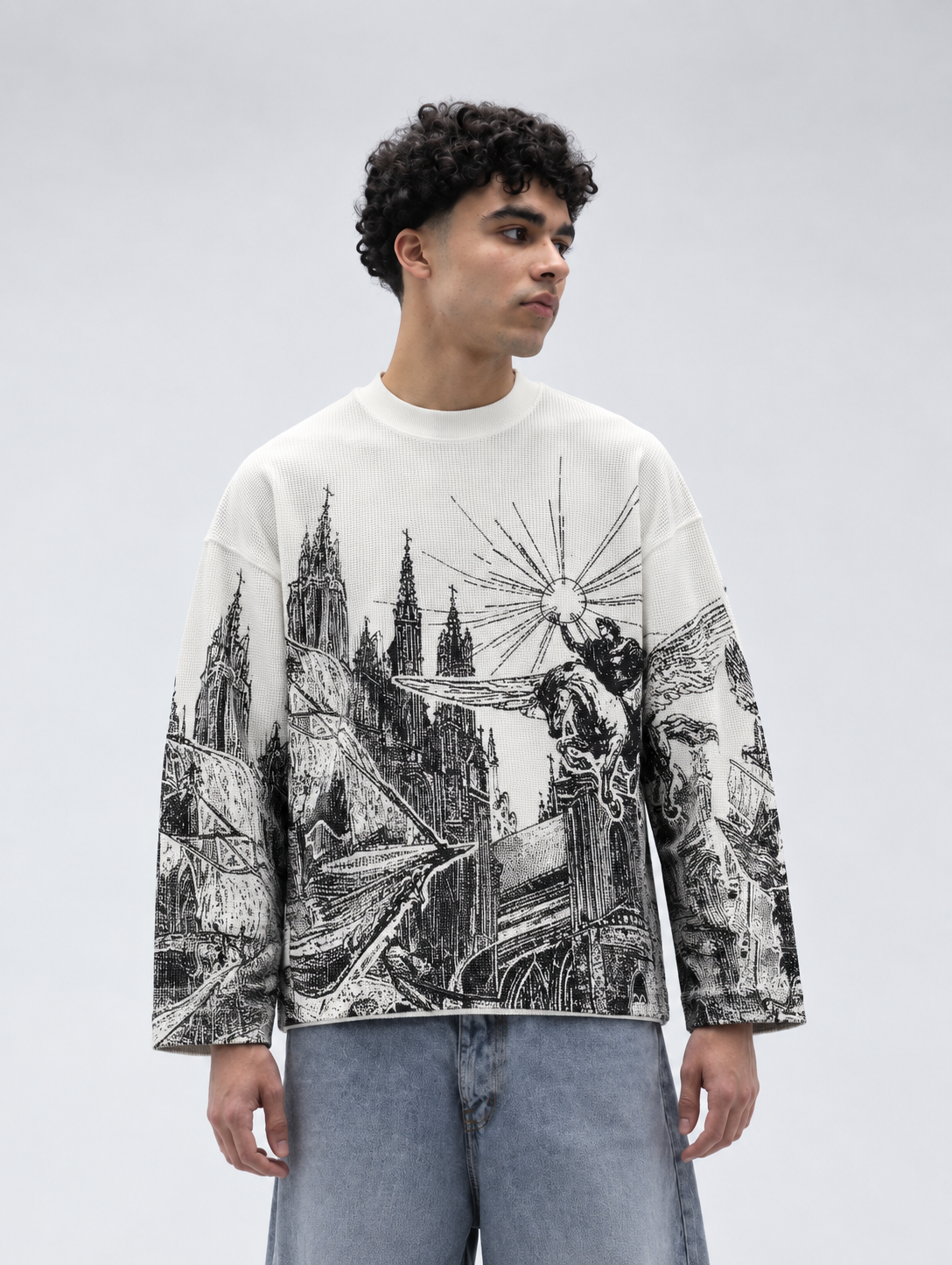 White Dark Kingdom Waffle Shirt