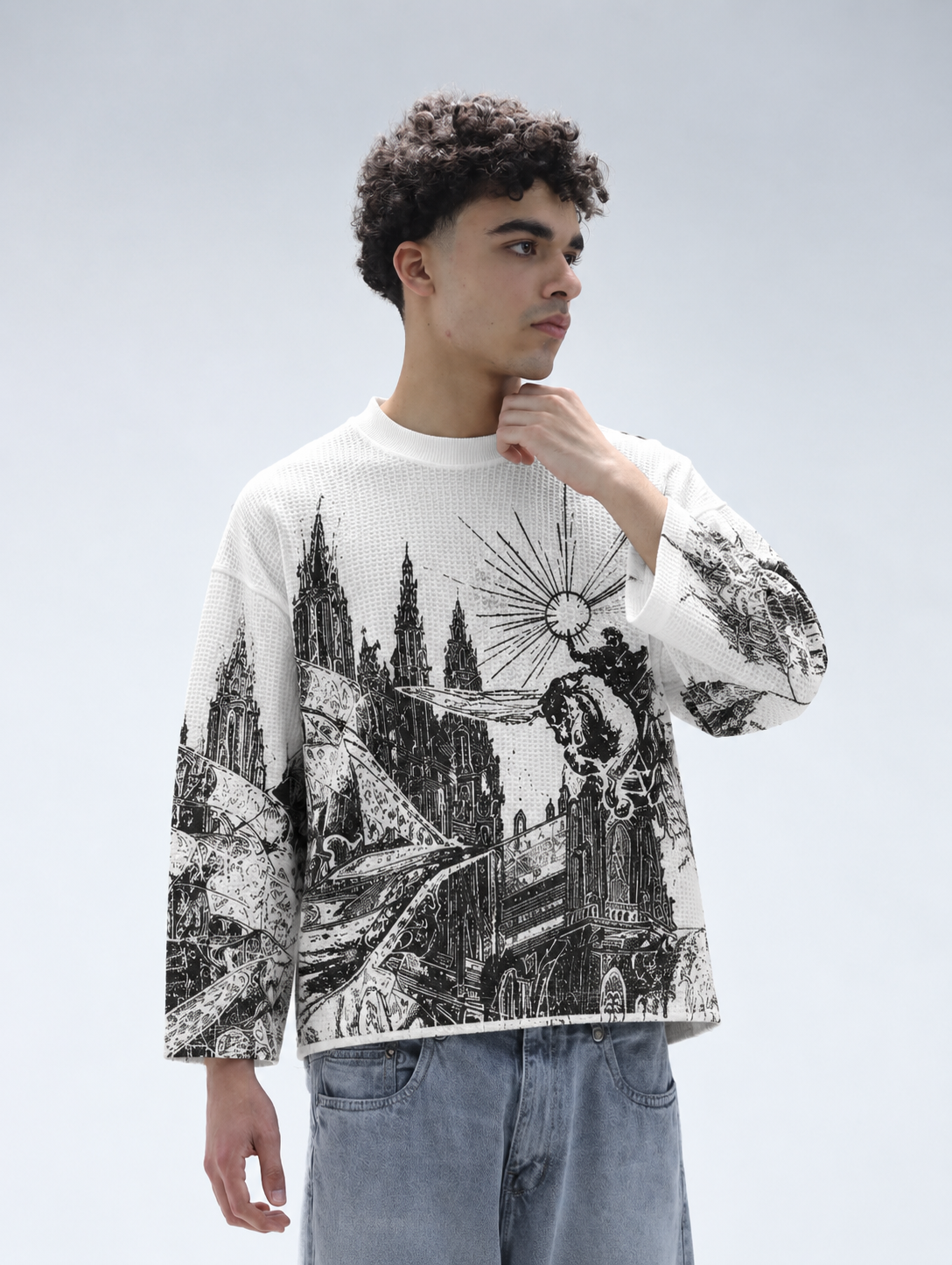 White Dark Kingdom Waffle Shirt