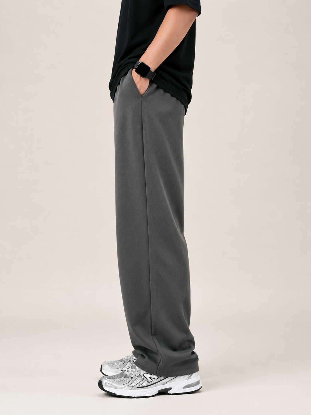 Grey Straight-Leg Baggy Trouser