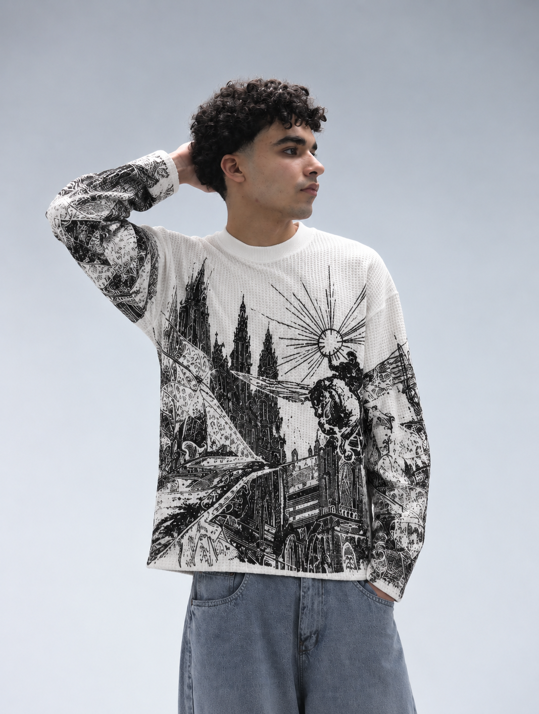 White Dark Kingdom Waffle Shirt