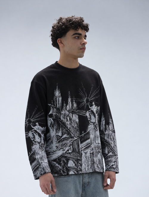 Black Dark Kingdom Waffle Shirt