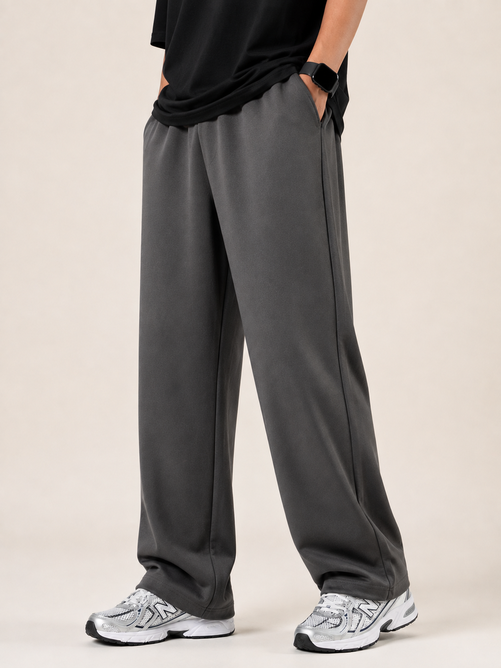 Grey Straight-Leg Baggy Trouser