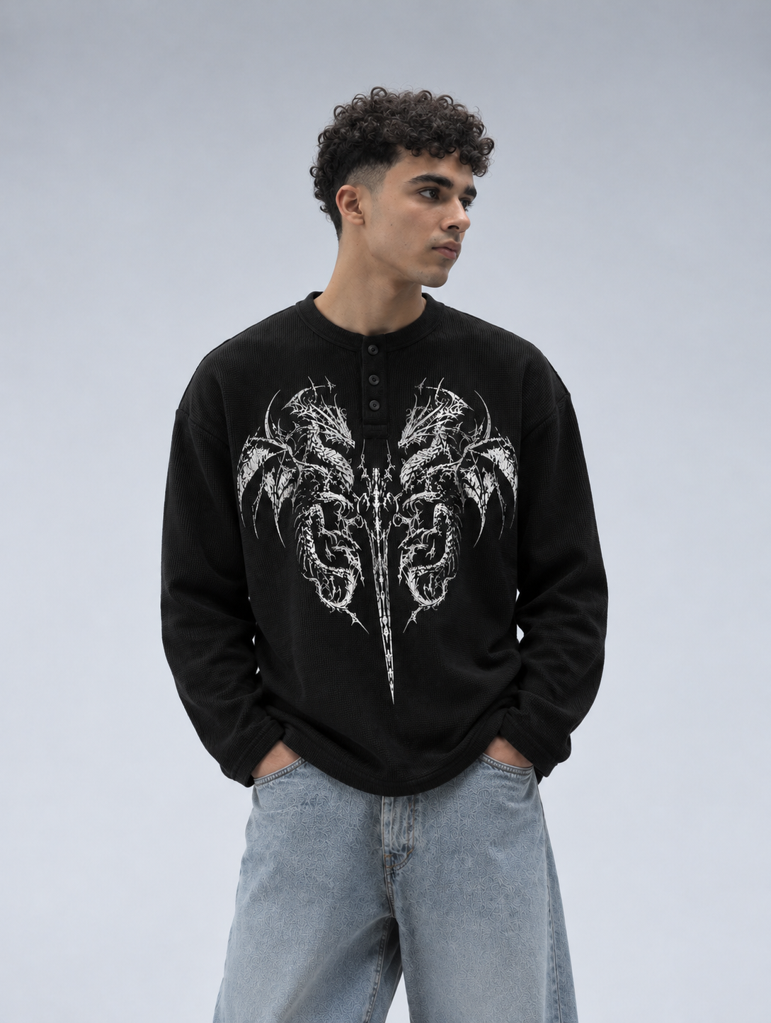 Black Dark Myth Henley
