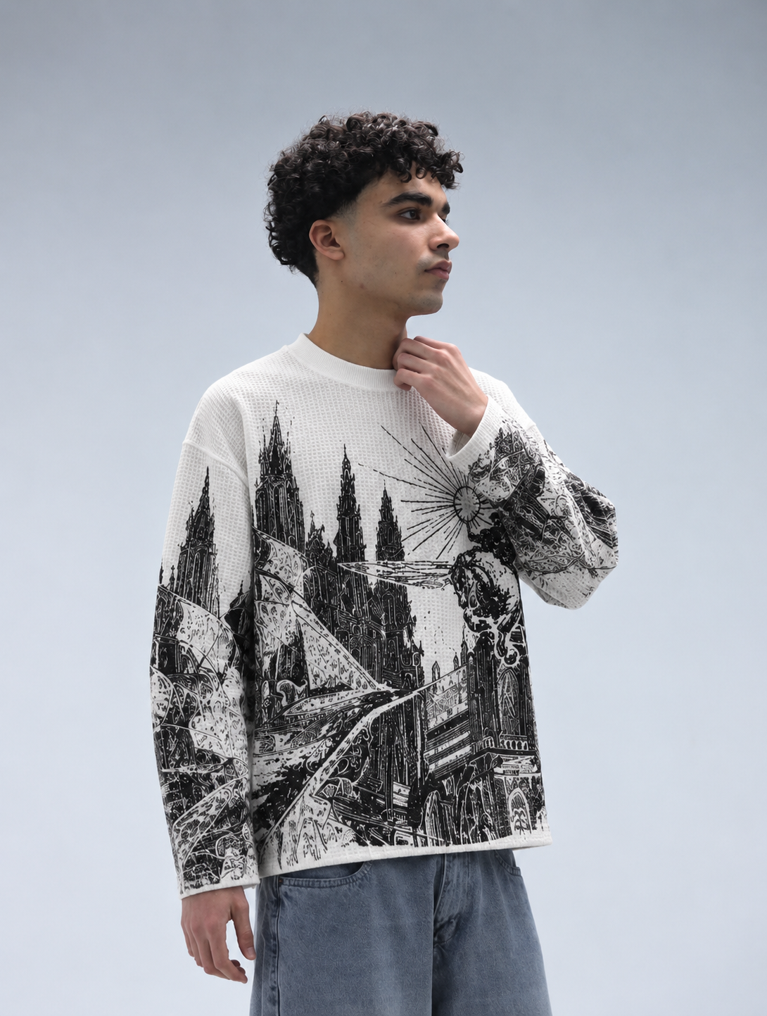 White Dark Kingdom Waffle Shirt