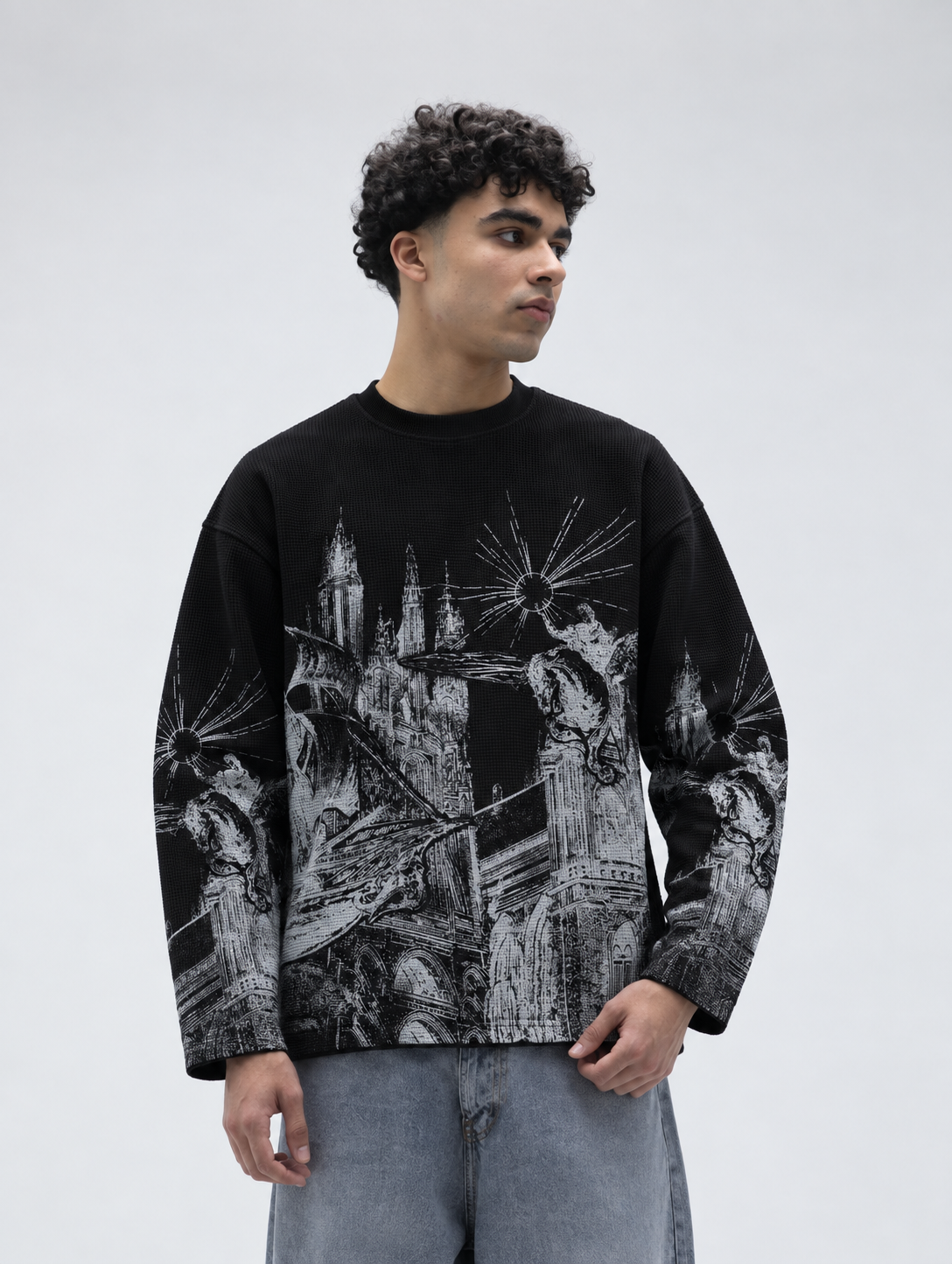 Black Dark Kingdom Waffle Shirt