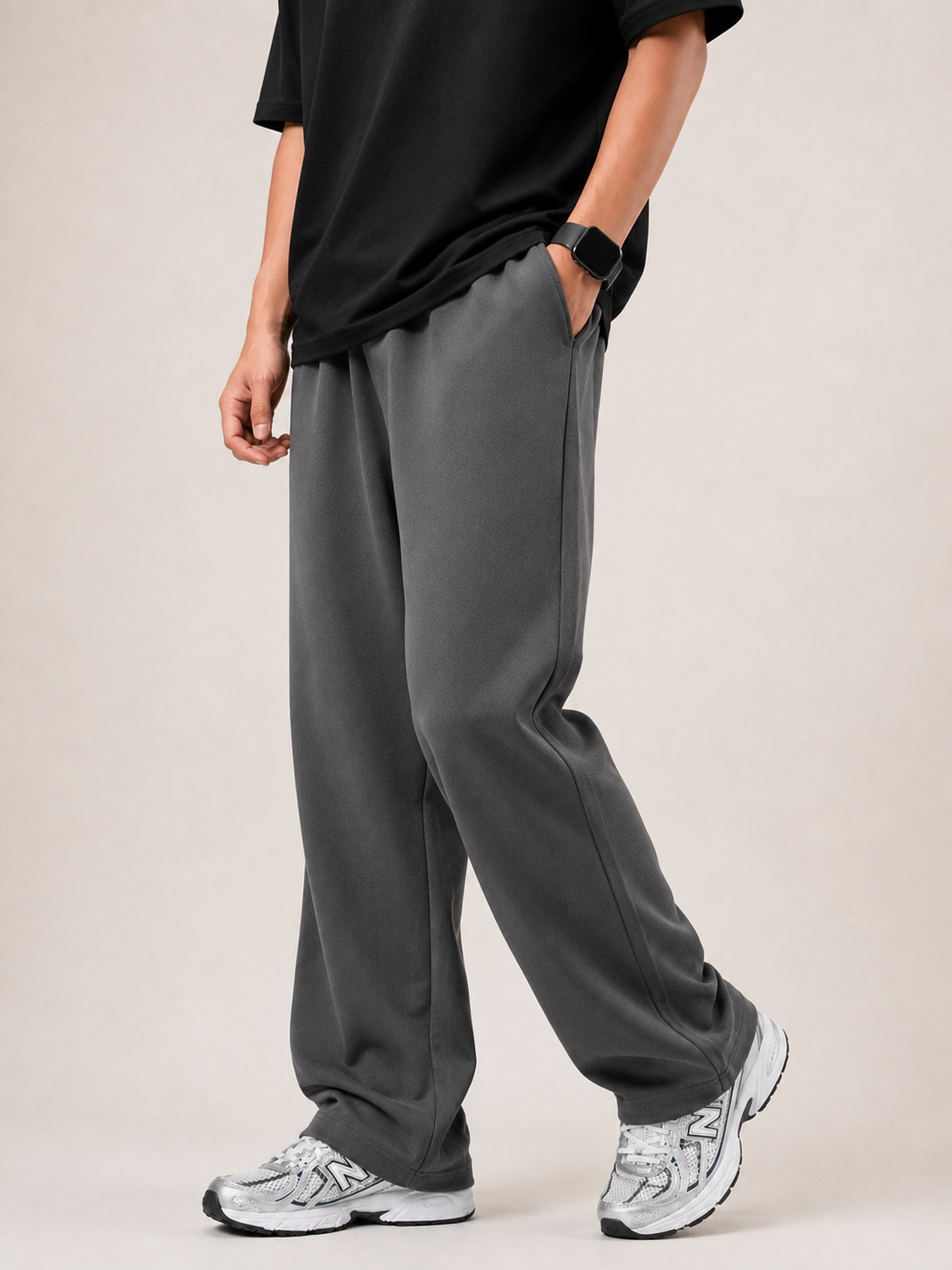 Grey Straight-Leg Baggy Trouser
