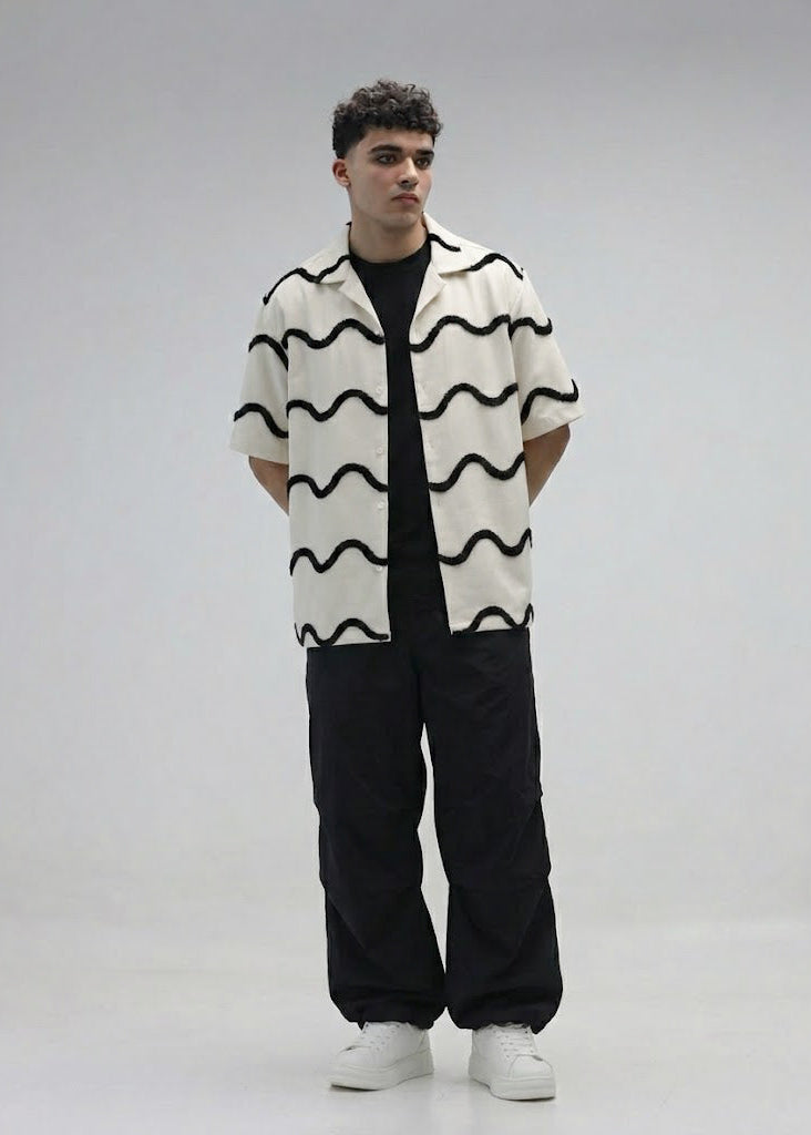 Urban Wave Embroidery Shirt
